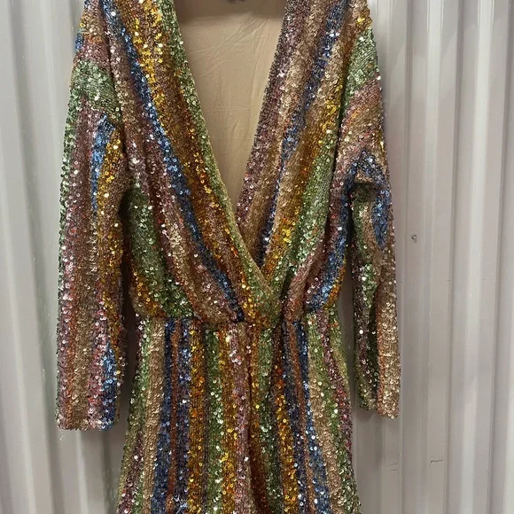 Endless Rose Vibrant Sequin Romper Size L - Picture 2 of 7